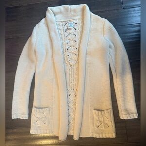 Long Cream Cardigan - girls size large/14